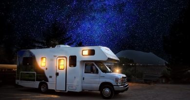 rv, camper, night